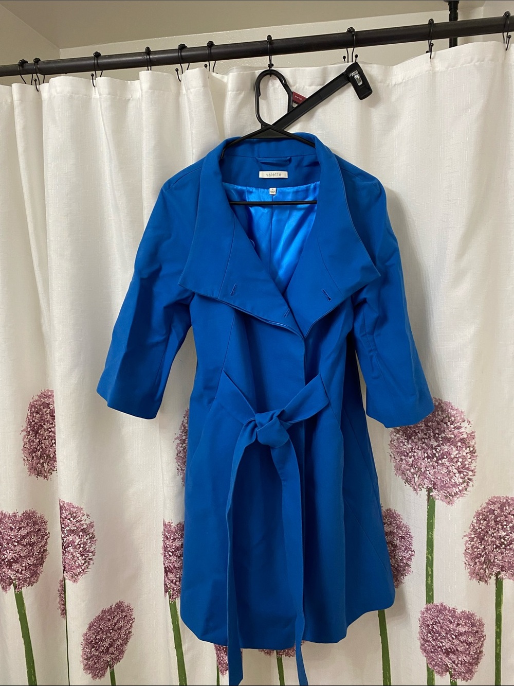 Valette Cobalt Blue Wrap Trench Coat with Self-Tie Belt